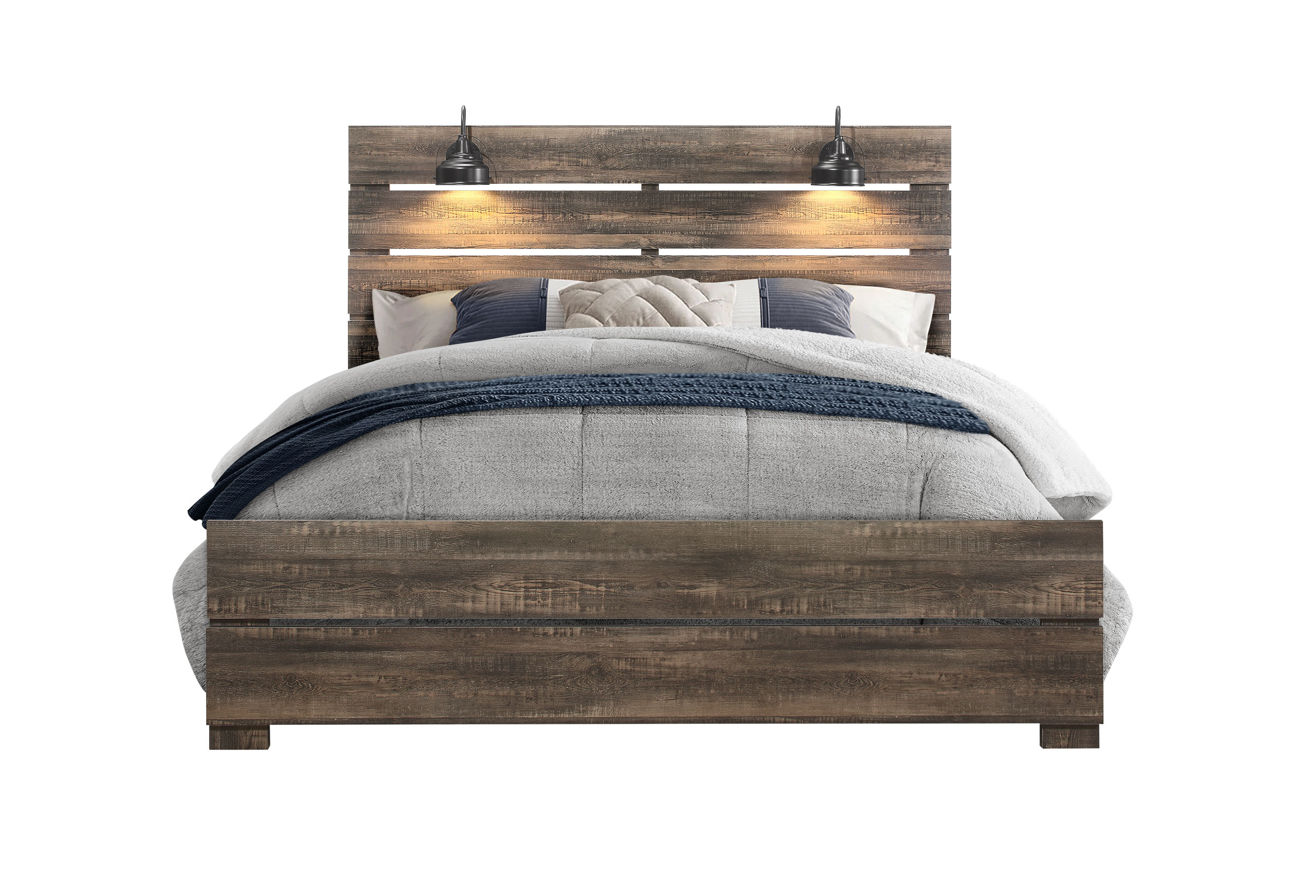 LINWOOD DARK OAK KING BED GROUP WITH LAMPS