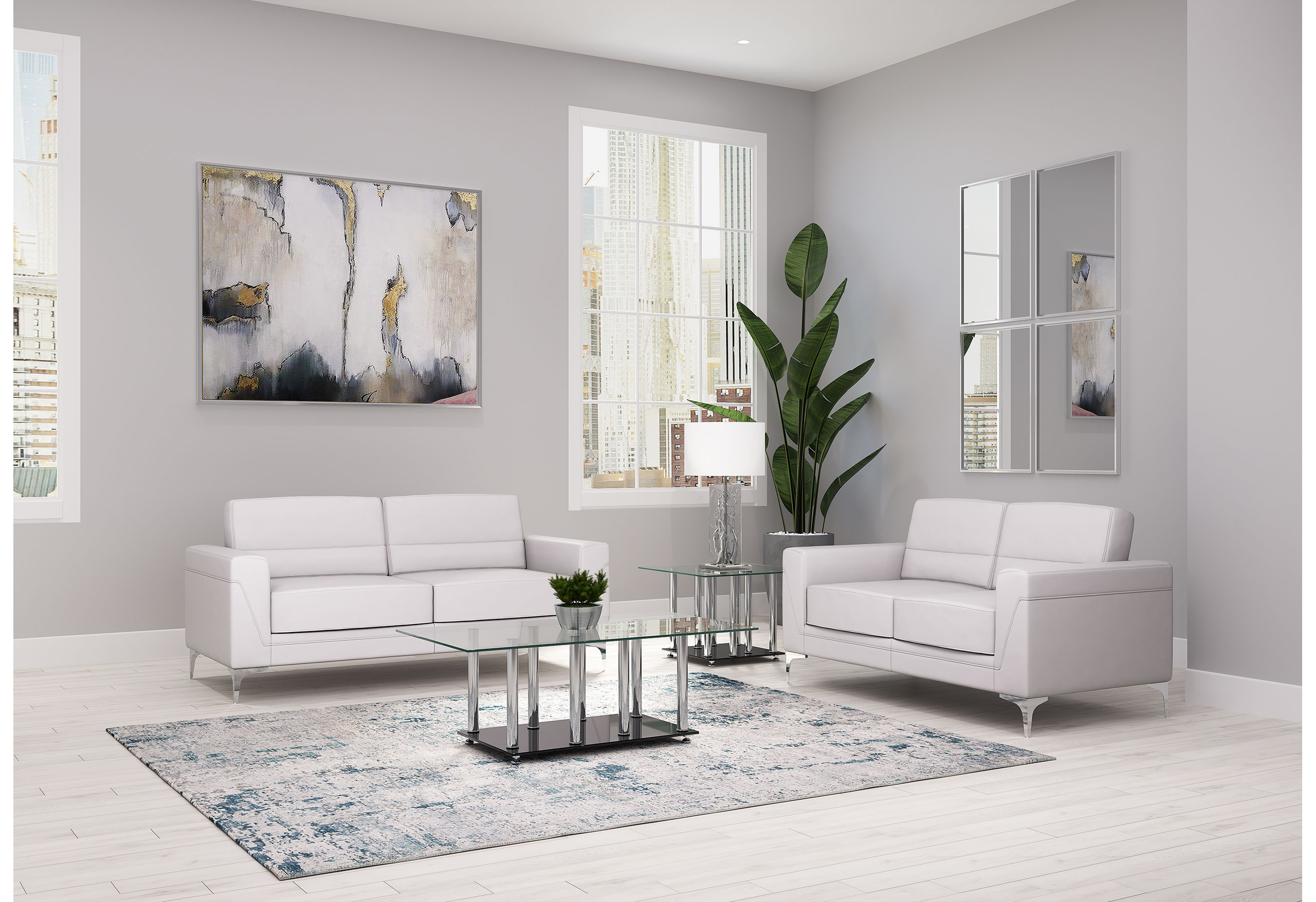 U6109 LIGHT GREY SOFA - LOVESEAT - CHAIRS